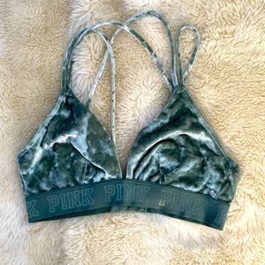 Bralette velour, adjustable straps, size small, fits up to 34C, barely worn